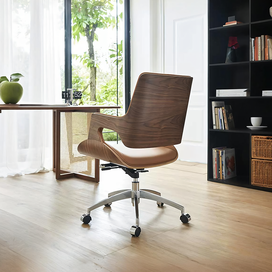 Drake Office Chair, Tan Leather, Reclining & Swivel