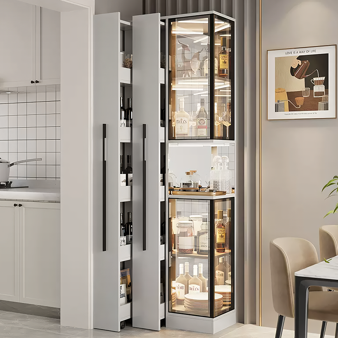 Aquila Wine Storage Cabinet, Modern Drinks Cabinet, With Trolley