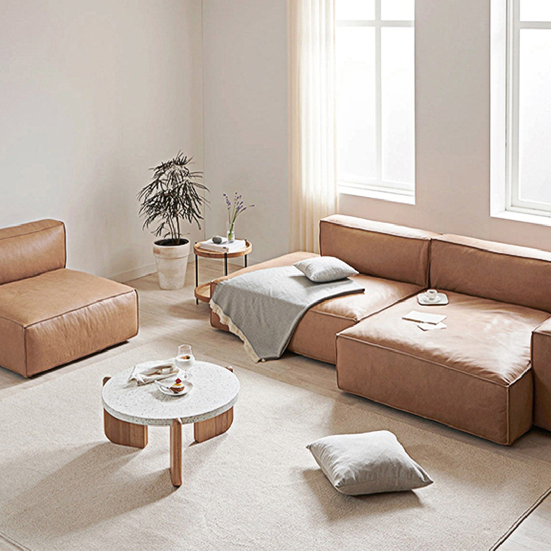 Lucian Four Seater modular Sofa, Real Leather-Weilai Concept