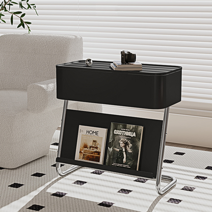 Nikolas Side Table With Storage, Black-Weilai Concept