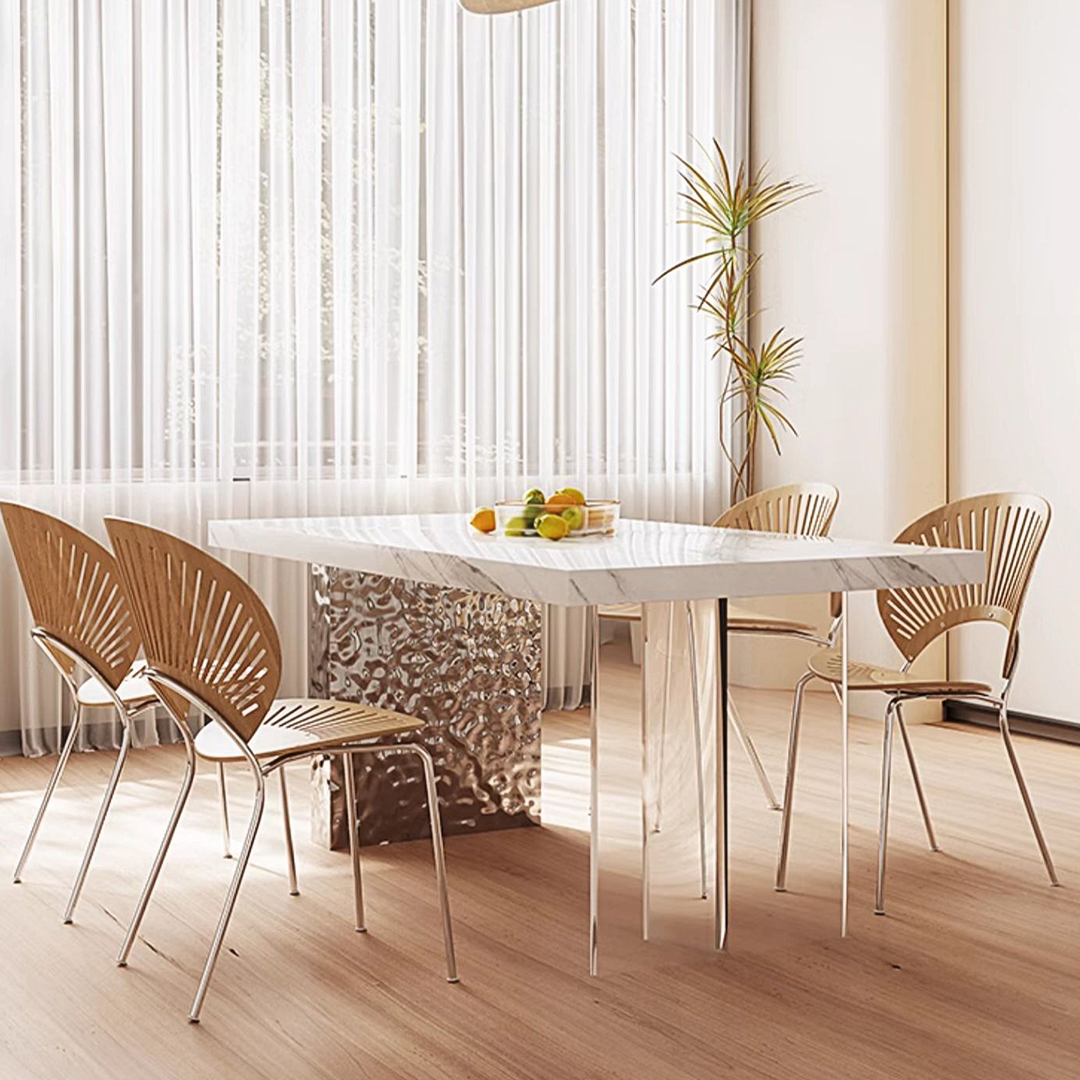 Madison Creamy Dining Table, Sintered Stone & Acrylic-Weilai Concept