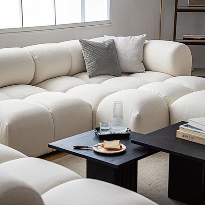 Lysander Velvet Module Three Seater Sofa, White-Weilai Concept