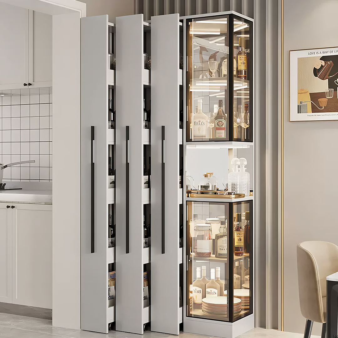 Aquila Wine Storage Cabinet, Modern Drinks Cabinet, With Trolley