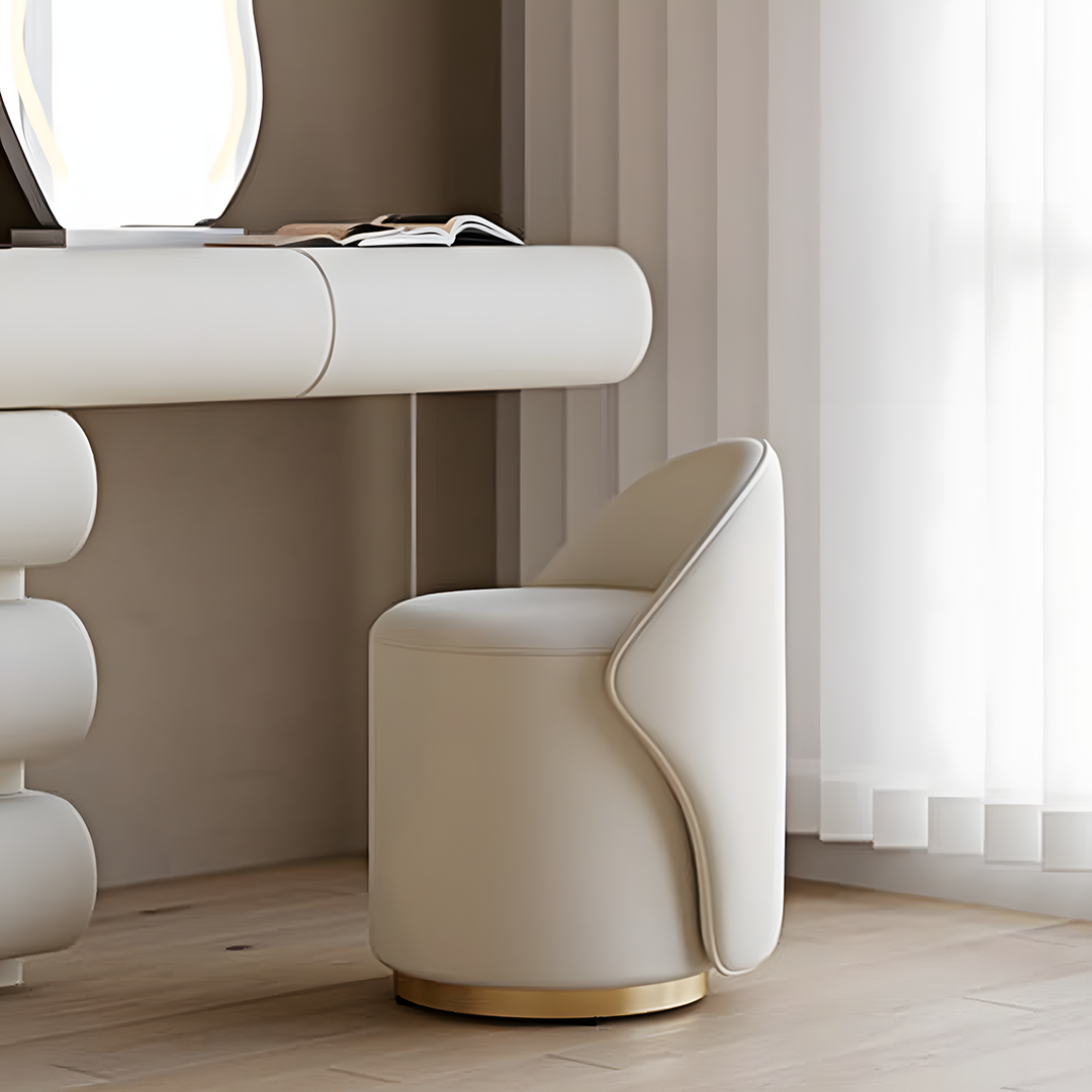 Penelope Dressing Table And Stool, With LED Mirror, Cream-Weilai Concept