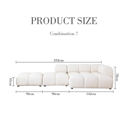 Lysander Velvet Module Three Seater Sofa, White-Weilai Concept