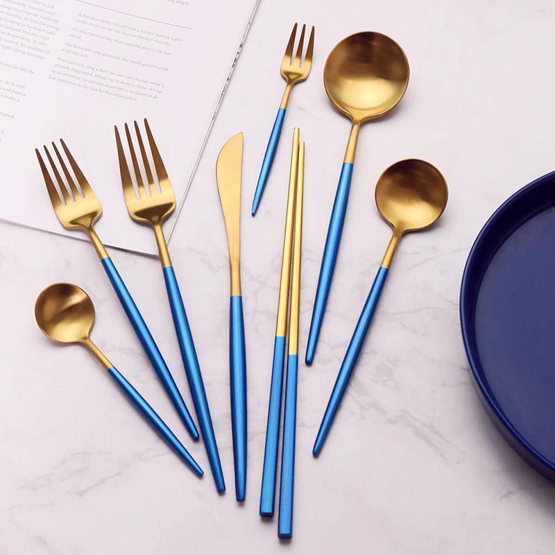 8 Piece Cutlery Set, Blue | Weilai Concept