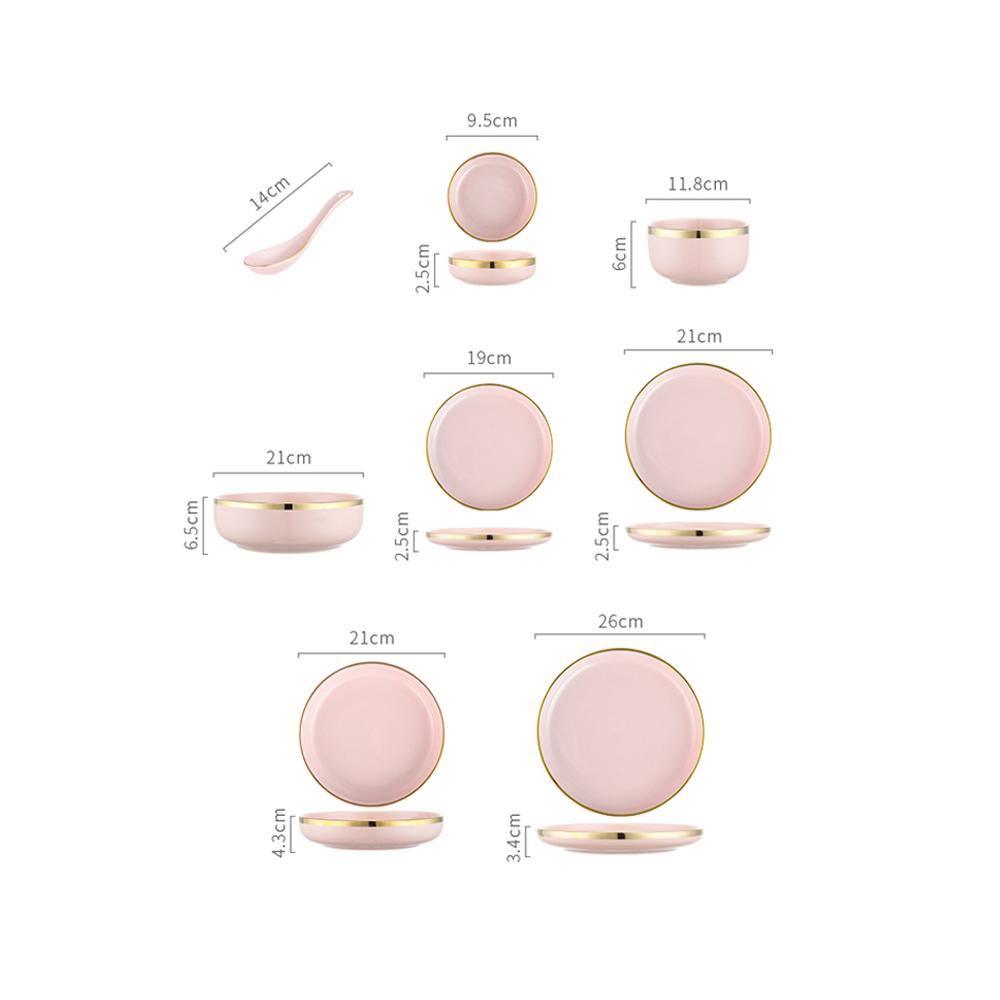 8 Pieces Dinner Set, Pink Or White | Weilai Concept