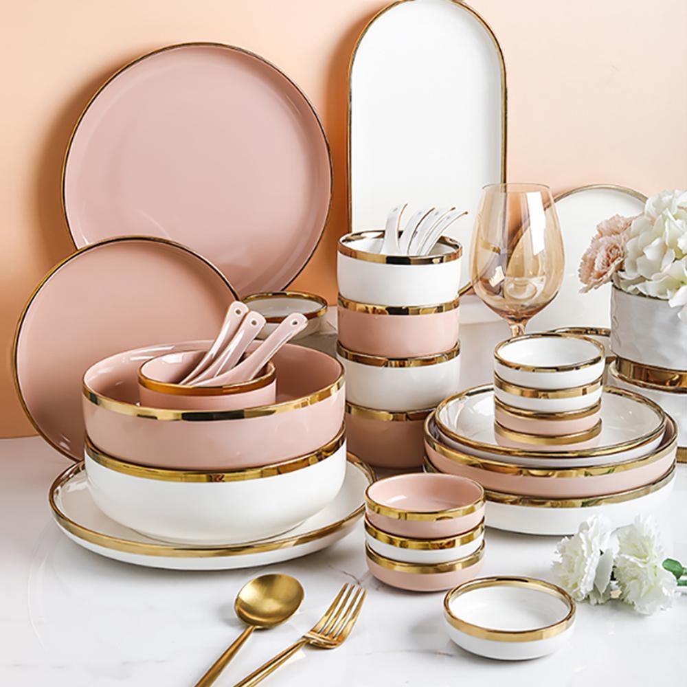 8 Pieces Dinner Set, Pink Or White | Weilai Concept