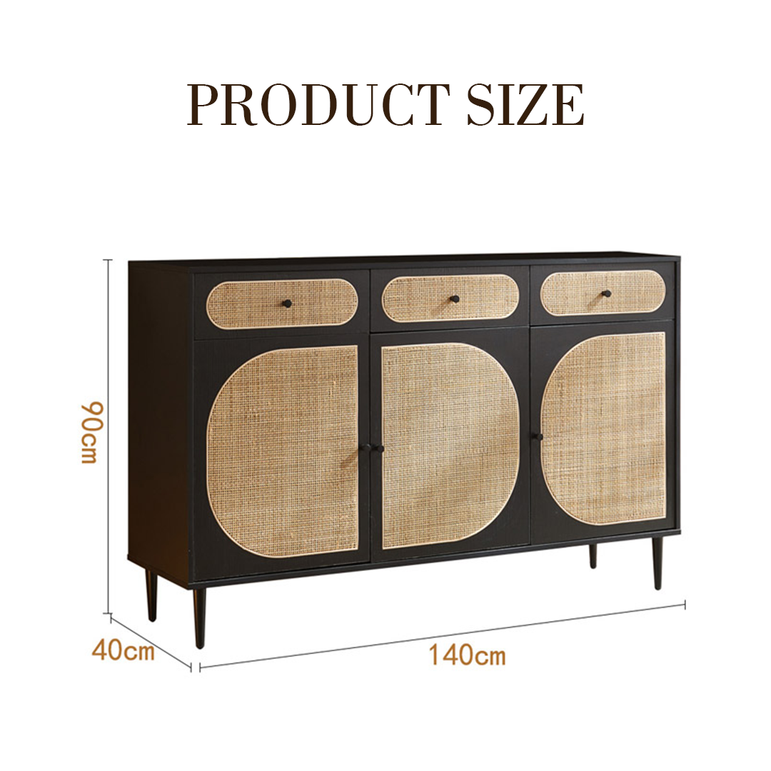 Ballard Rattan Sideboard, Black-Weilai Concept