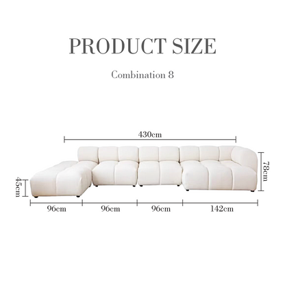 Lysander Velvet Module Three Seater Sofa, White-Weilai Concept