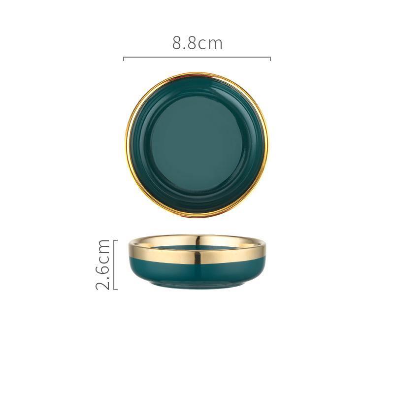 9 Piece Dinner Set, Green And Gold | Weilai Concept