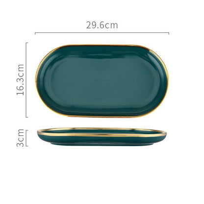 9 Piece Dinner Set, Green And Gold | Weilai Concept