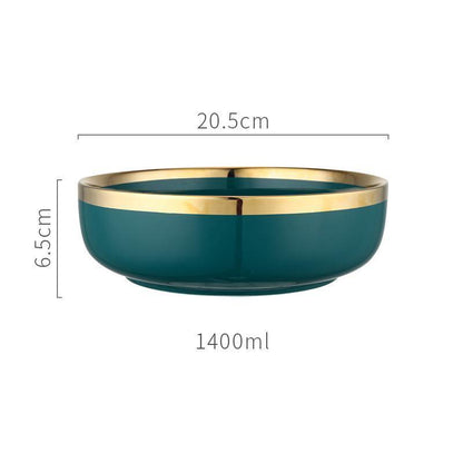 9 Piece Dinner Set, Green And Gold | Weilai Concept