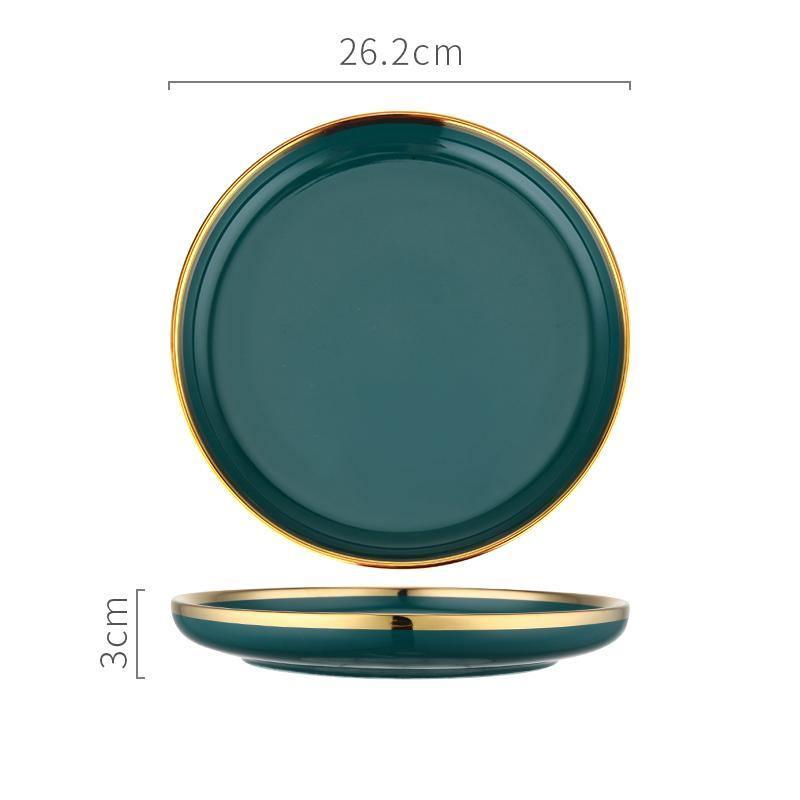 9 Piece Dinner Set, Green And Gold | Weilai Concept