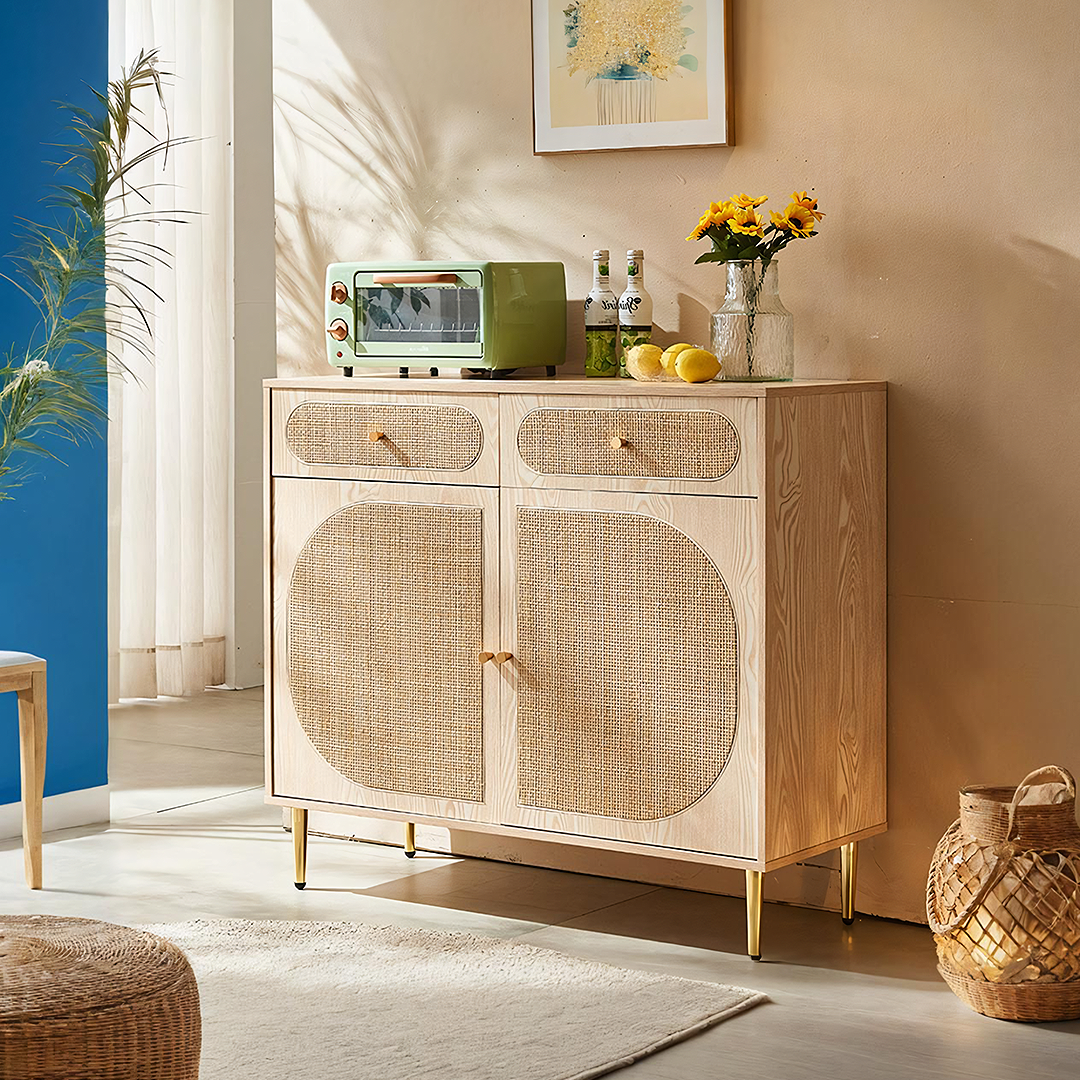 Barbary Rattan Sideboard, Black Or Oak