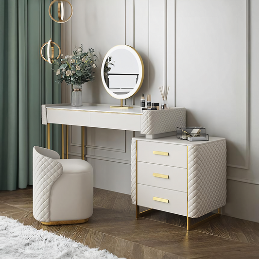 Duran Dressing Table With LED Mirror, Cream