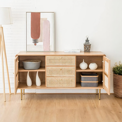 Emmie Sideboard, Natural Rattan & Ash Esche Wood