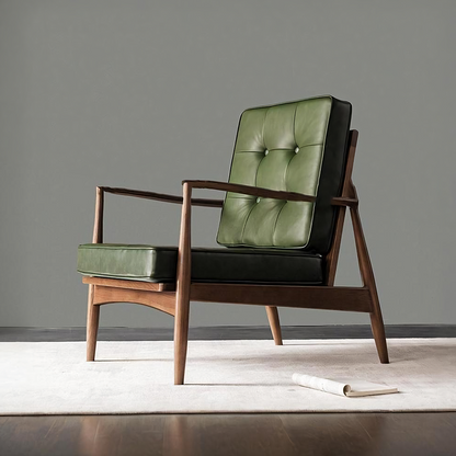 Hans CH32 Green Armchair, Solid Wood