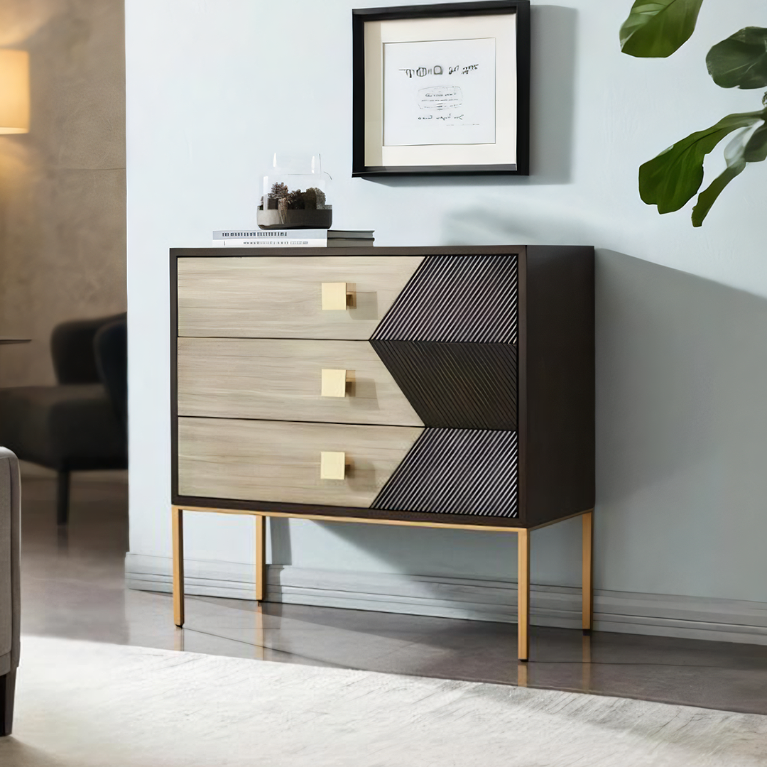 IS9123 Storage Sideboard, Oak & Gold