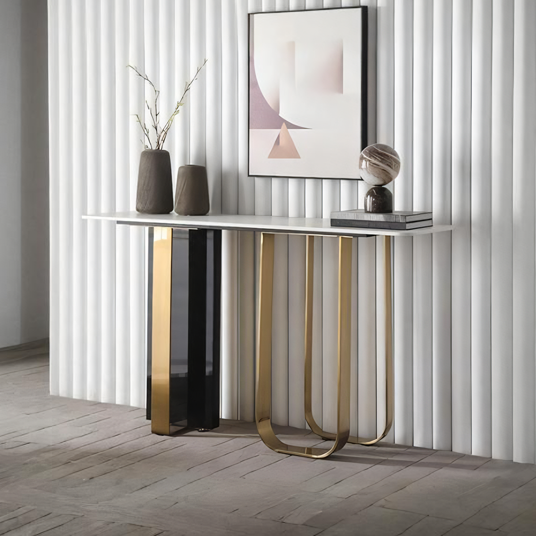 Kave Console Table, Gold And Black