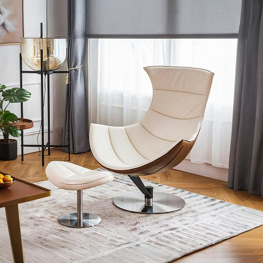 Lobster Lounge Chair, With Ottoman, Walnut Texture, Armchair