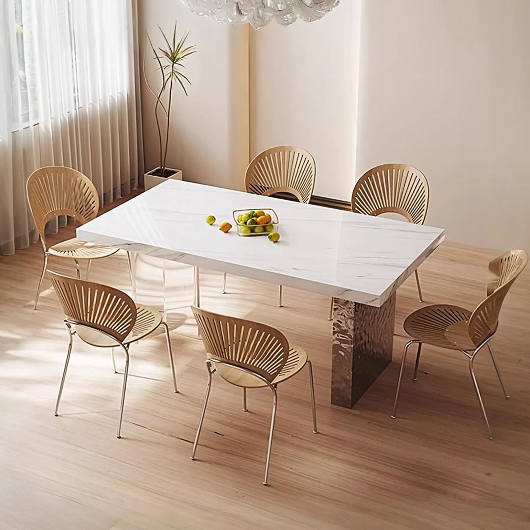 Madison Creamy Dining Table, Sintered Stone & Acrylic