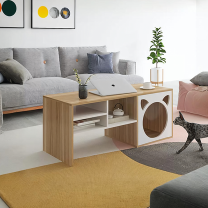 Marioni Coffee Table With Pet House, Wood