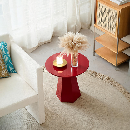 Melpomene Round Side Table, Red