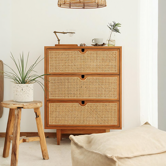 Pavia Chests Of Drawers, Natural Rattan & Oak