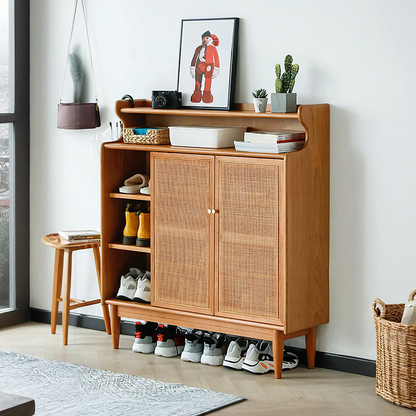 Pavia Shoe Storage, Rattan & Oak