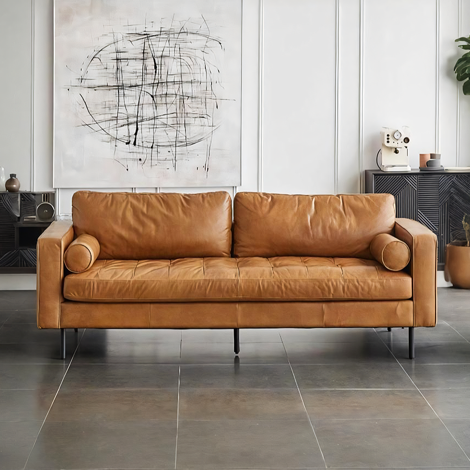 Porto Three Seater Sofa, Real Leather