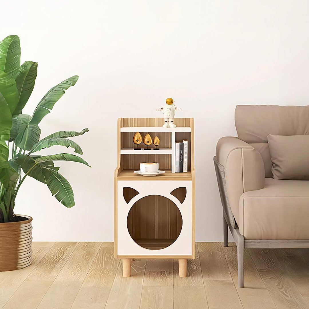 Pura Side Table With Pet House, Wood