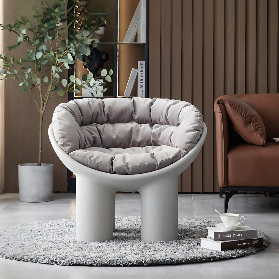 Roly Poly Fiberglass Armchair With Cushion, Grey