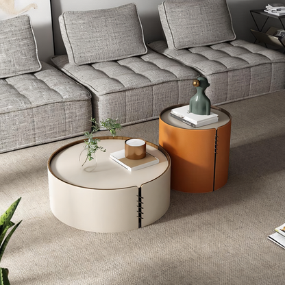 Rossi Nesting Coffee Table, Light Grey & Orange