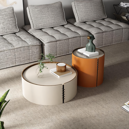 Rossi Nesting Coffee Table, Light Grey & Orange