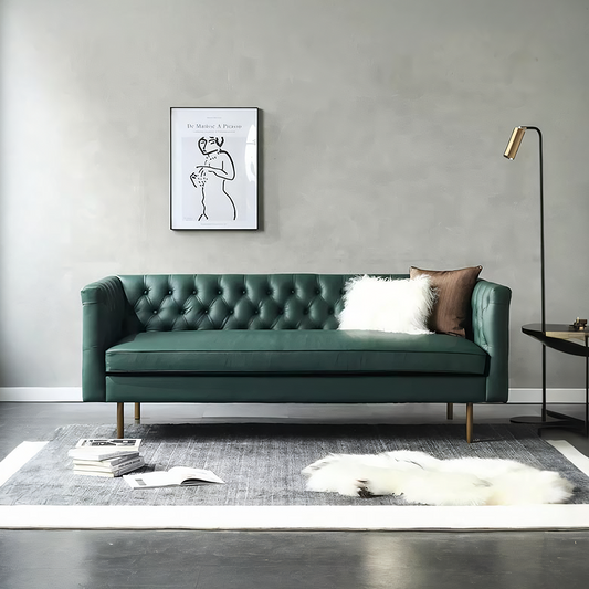 S521 2 Seater Sofa, Dark Green Leather