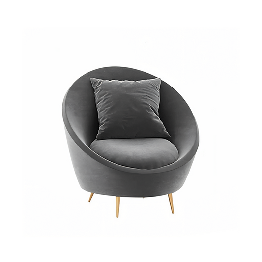 Slender Modern Curved Armchair, Velvet For Clearance