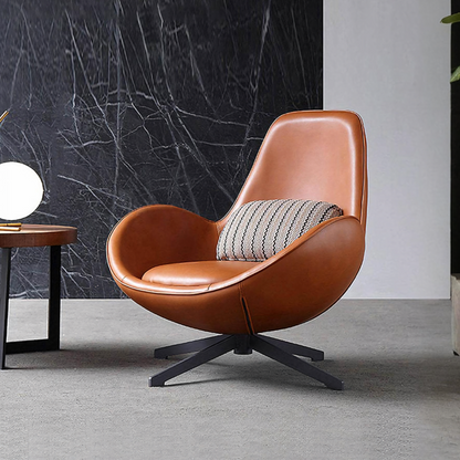 Snail Armchair, Brown Leather