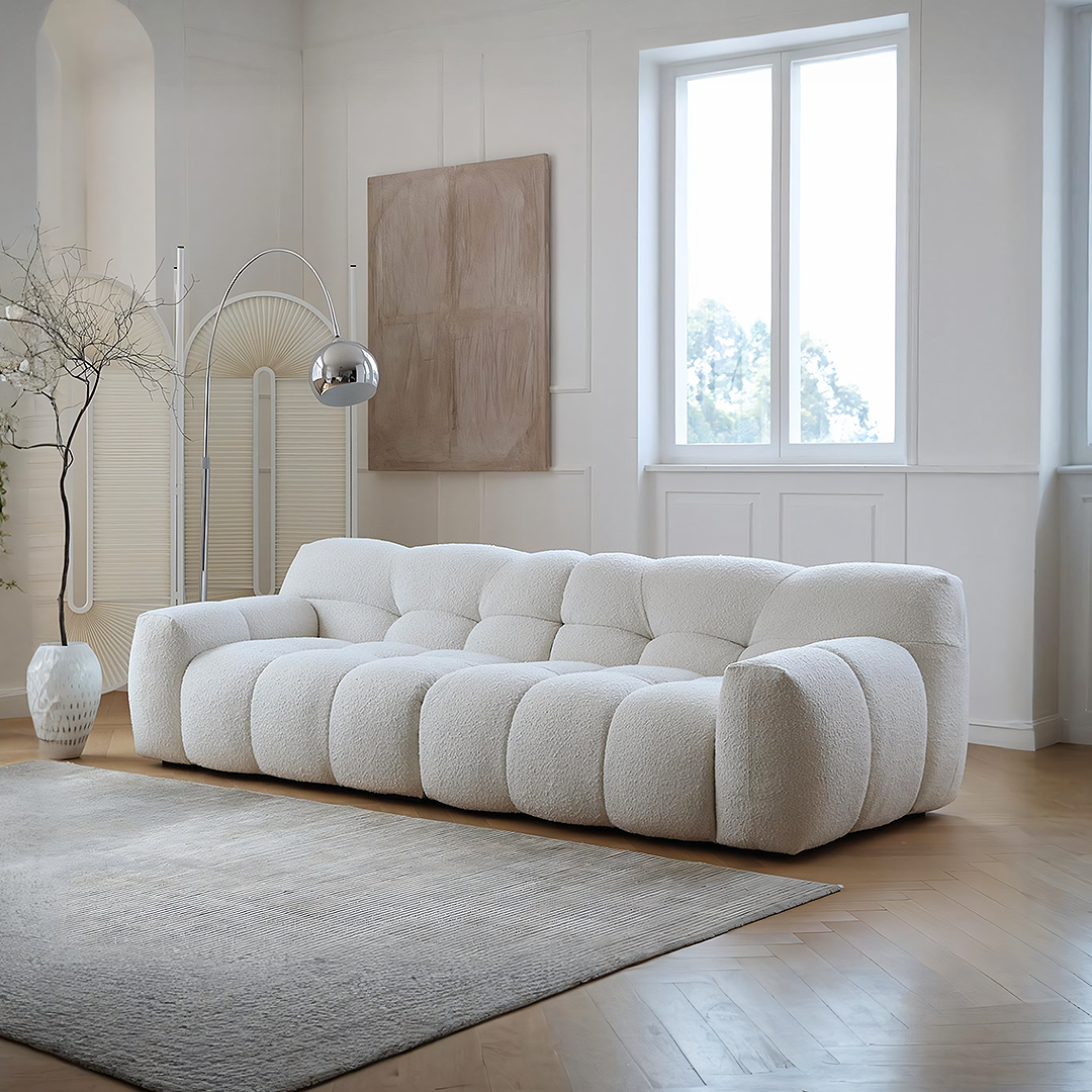 Tasya Three Seater Sofa, Boucle