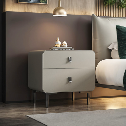 Valeria Bedside Table In Grey, Wood