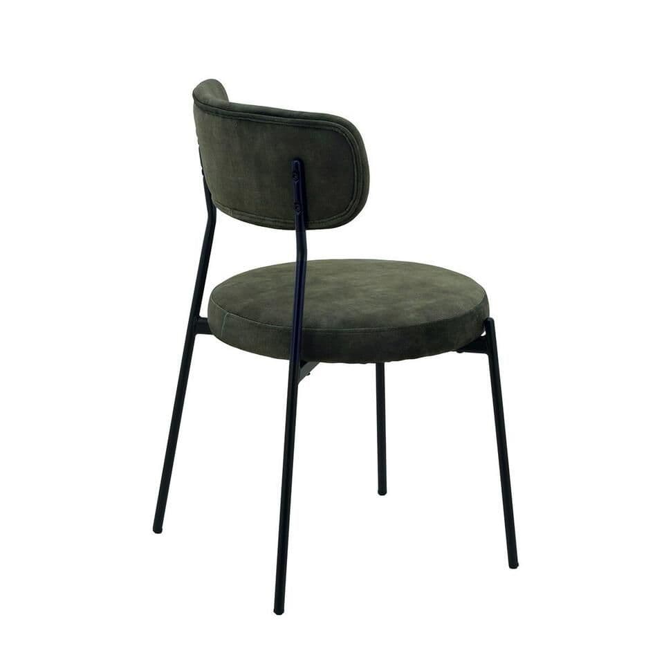 Noah Black Round Marble Table W/ 4 Deep Green Suede Chairs