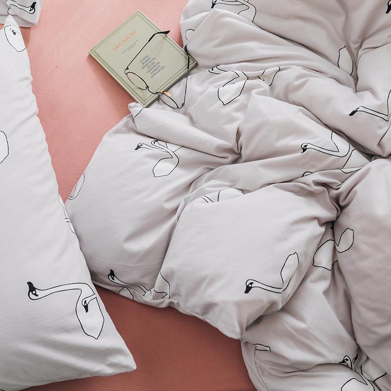 CA058 Linen Duvet Cover + Bed Sheet + 2 Pillowcases, King, More Patterns Available | Weilai Concept