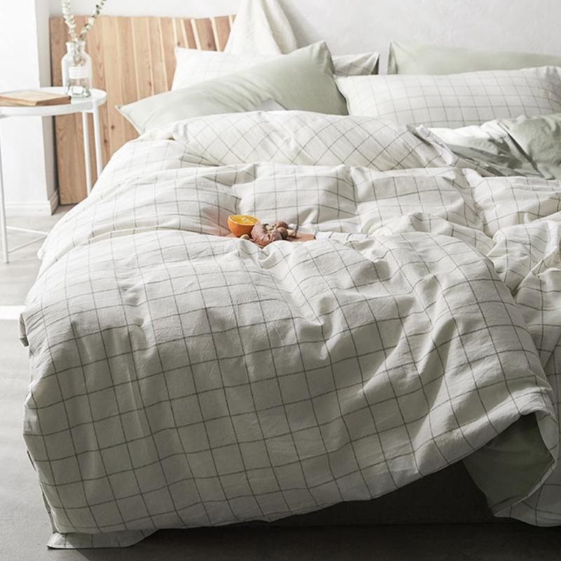 CA098 Linen Duvet Cover + Bed Sheet + 2 Pillowcases, King, More Patterns Available | Weilai Concept