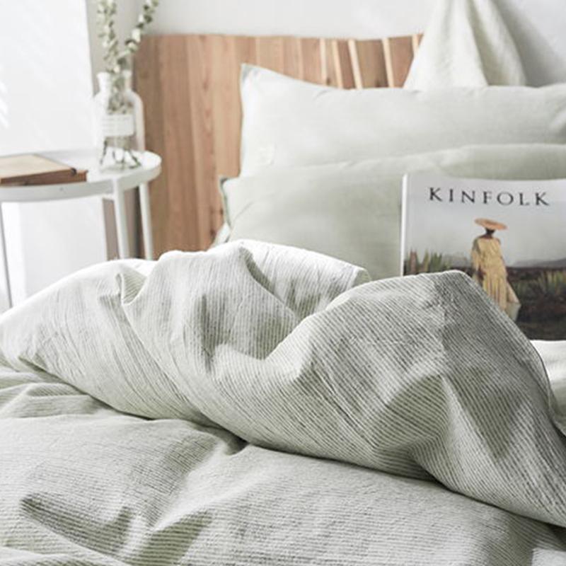 CA098 Linen Duvet Cover + Bed Sheet + 2 Pillowcases, King, More Patterns Available | Weilai Concept