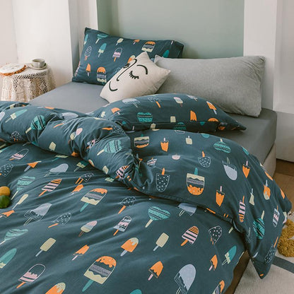 CA414 Cotton Duvet Cover + Bed Sheet + 2 Pillowcases, King, More Patterns Available | Weilai Concept