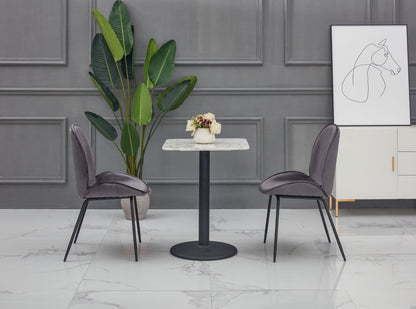 Bistro White Marble & Black Square Pantheon Dining Table