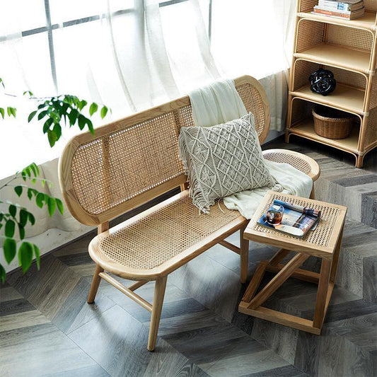 Cane Rattan Bench, Oak | Weilai Concept