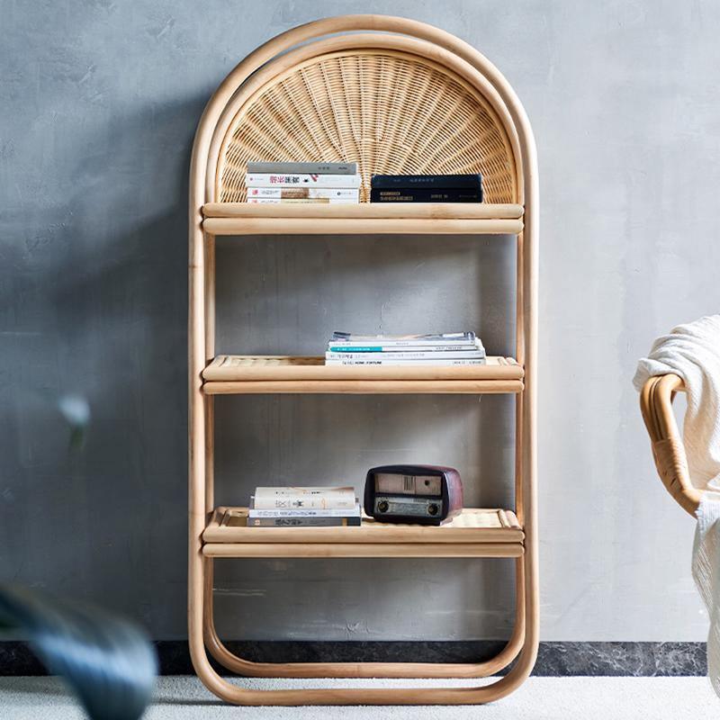 Cane Rattan Bookcase, Shelving Unit, Oak | Weilai Concept