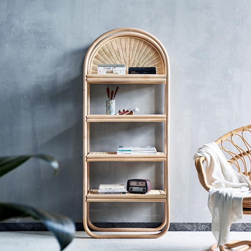 Cane Rattan Bookcase, Shelving Unit, Oak | Weilai Concept