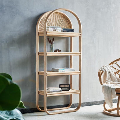 Cane Rattan Bookcase, Shelving Unit, Oak | Weilai Concept